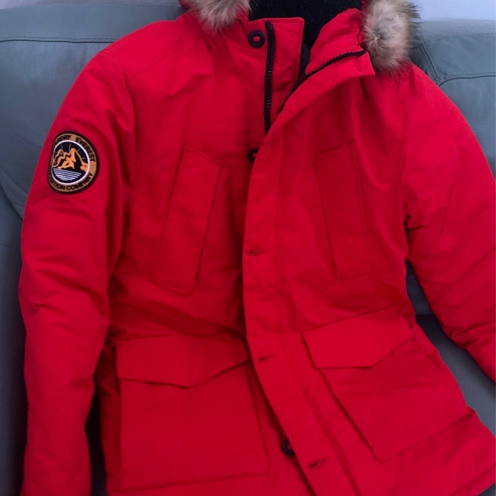 Superdry Black and Red Jacket with Logo Patch